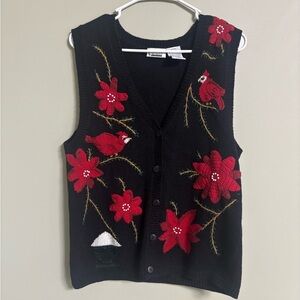 Holiday Sweater Vest Size Medium Christmas Grannycore Cottagecore Vintage Birds